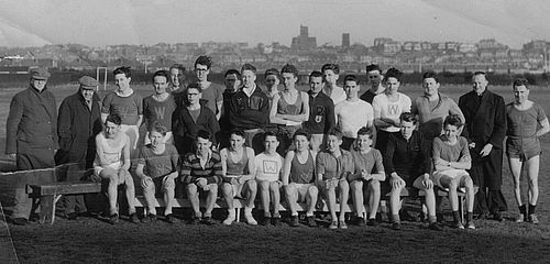 Running group in the 1950s (Hugh is standing third from left).